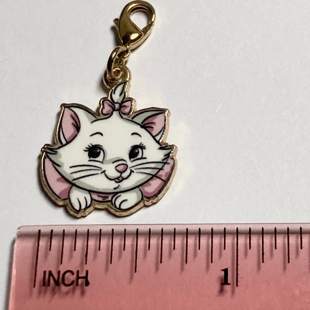 Vtg Disney Marie Aristocats Cat Clip On Charm Zipper Pull Purse Bag Pink Bow - Picture 10 of 11